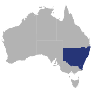 Map of New South Wales and ACT, Australia