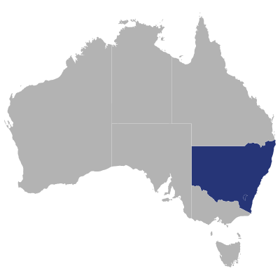 Map of New South Wales and ACT, Australia